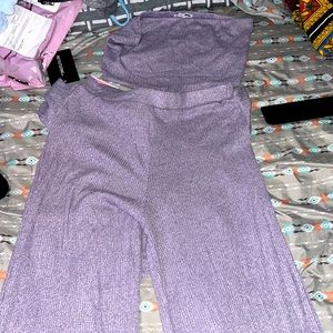 Two piece pants set with waist tie